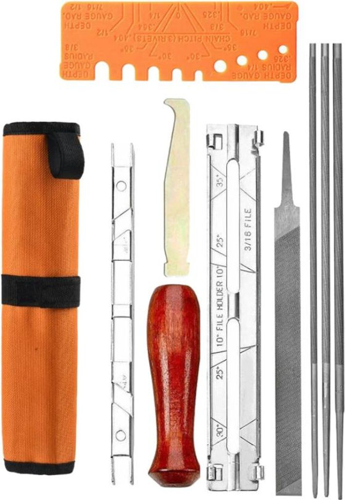 Trade-Shop 10in1 Schärfset für Stihl, Husqvarna, Fuxtec, Gardena, ECHO, Dewalt, Bosch, Stiga, Einhell, Makita, Ryobi Kettensäge Motorsäge Säge...