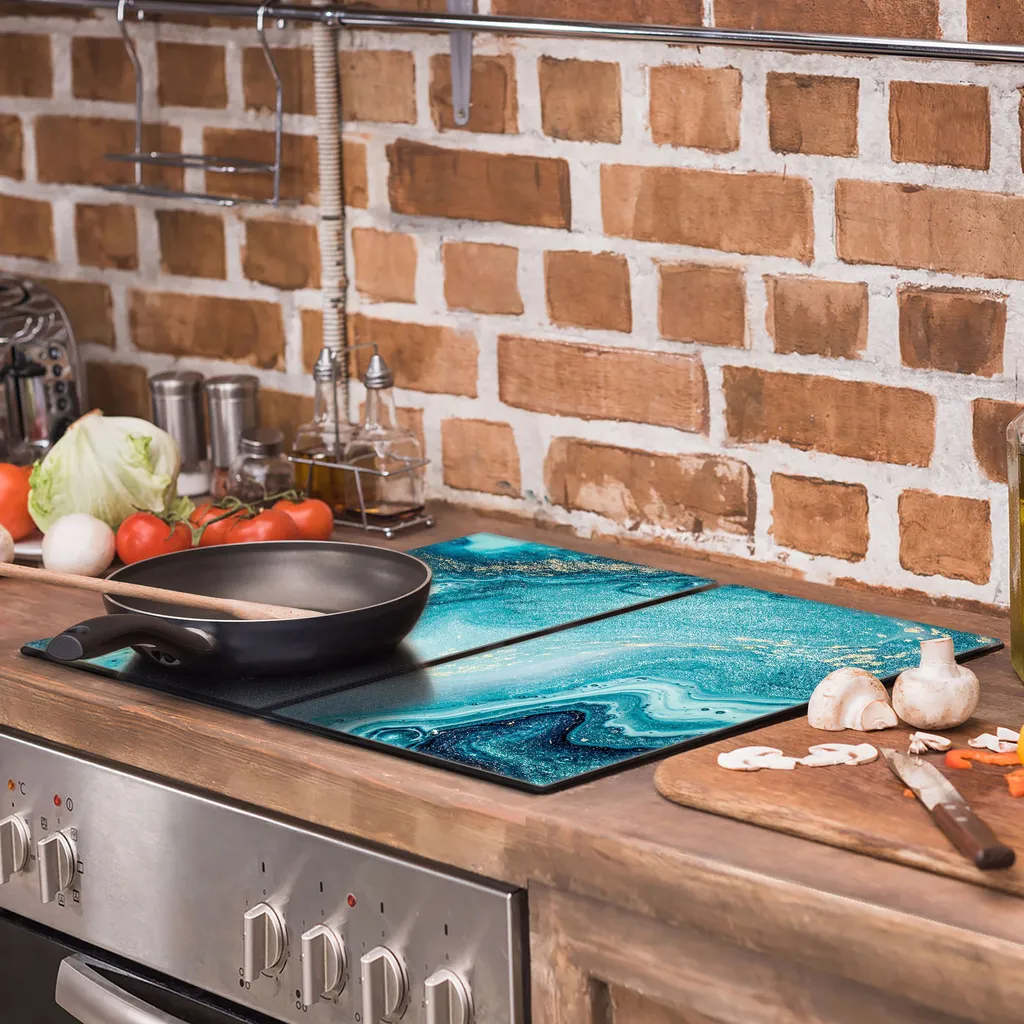Offerta Copriforno Marmo Turchese 30x52 Vetro Temperato 2 Pezzi - 4