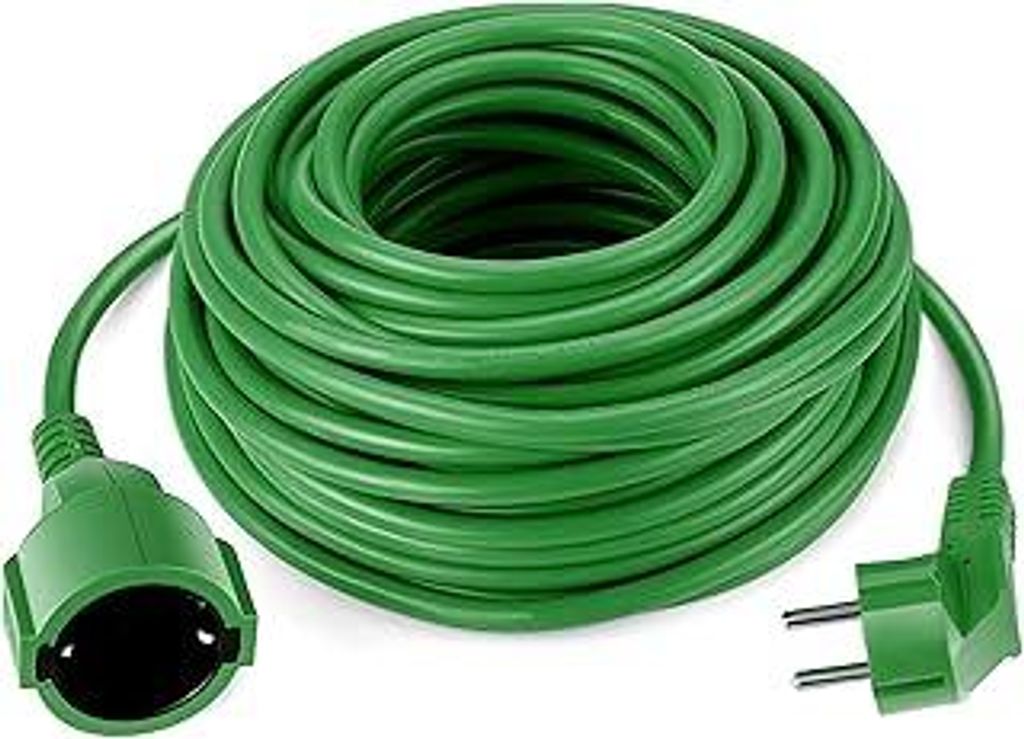 Verlängerungskabel Schuko 20 Meter grün Stromkabel IP44 bis 3500 Watt Garten hochwertig und praktisch für den Außenbereich