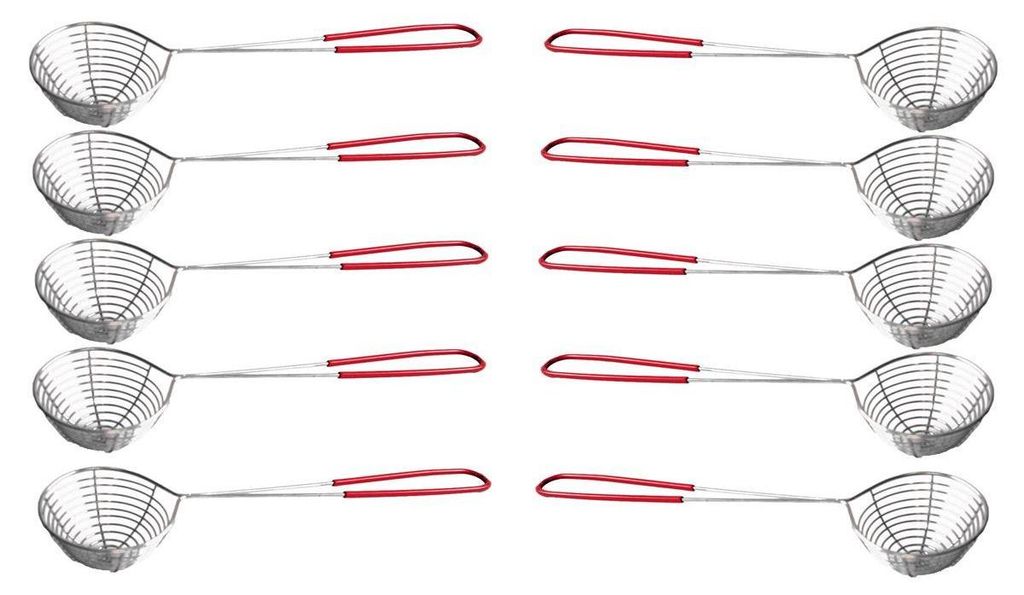 10 er Pack Fondue-Sieb Edelstahl Ø 7,5cm, L 30 cm, silber Produktbild 