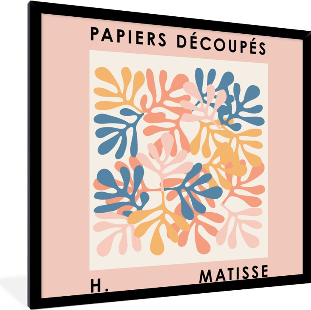 MuchoWow Gerahmtes Poster Matisse - Pflanzen - Pastell - Natur 40x40 cm - Poster mit Schwarzem Bilderrahmen Wandposter Rahmen Foto Bilder - Mit R...