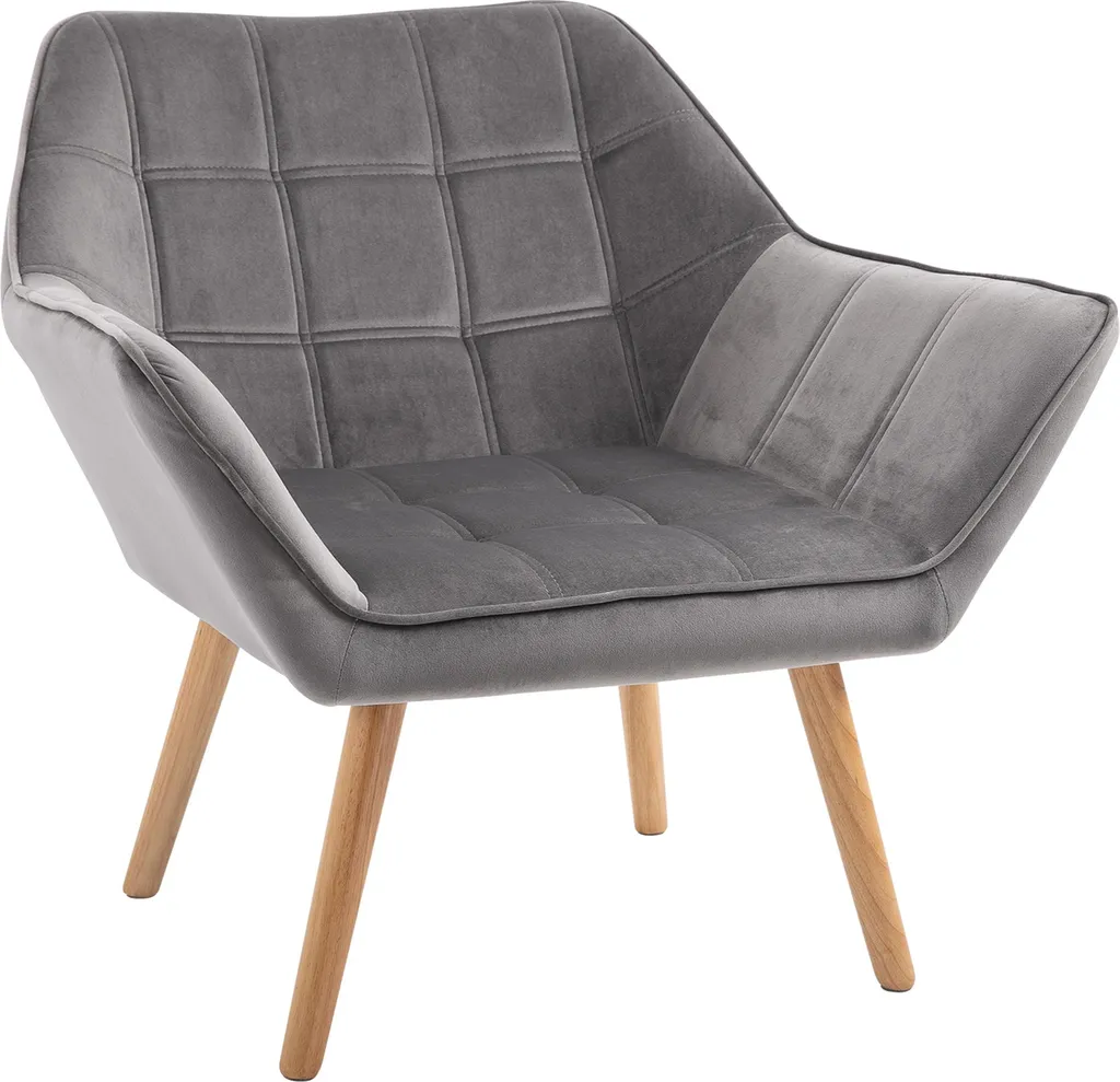 Fauteuil Individuel Relax en Velours Gris - Siège Confortable de Salon