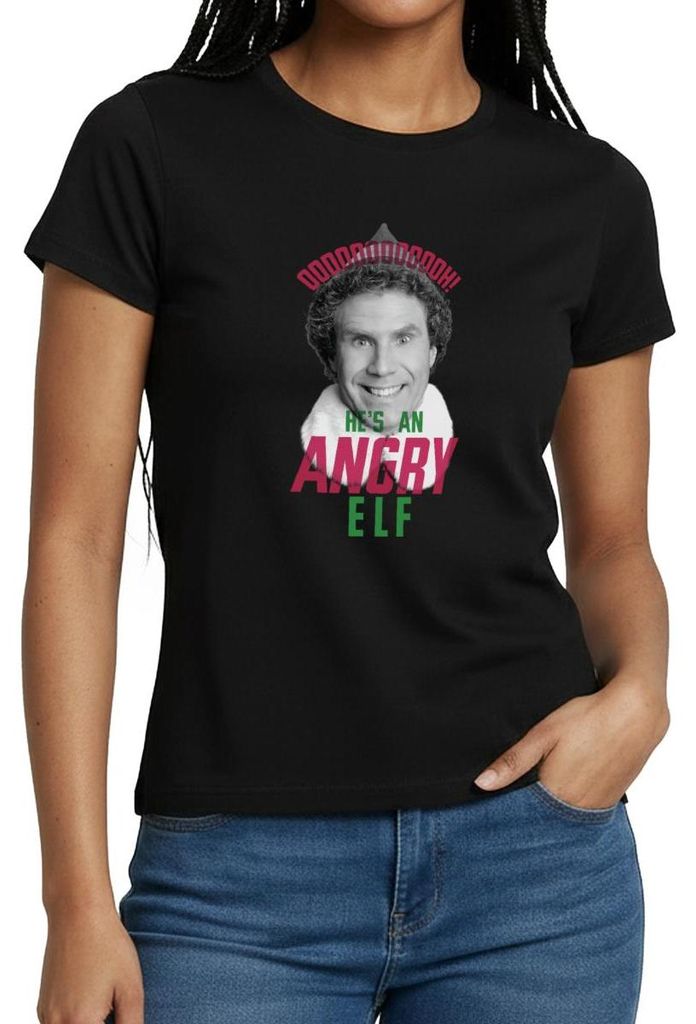 Spreadshirt Buddy Der Weihnachtself Angry Elf Frauen T-Shirt, S, Schwarz