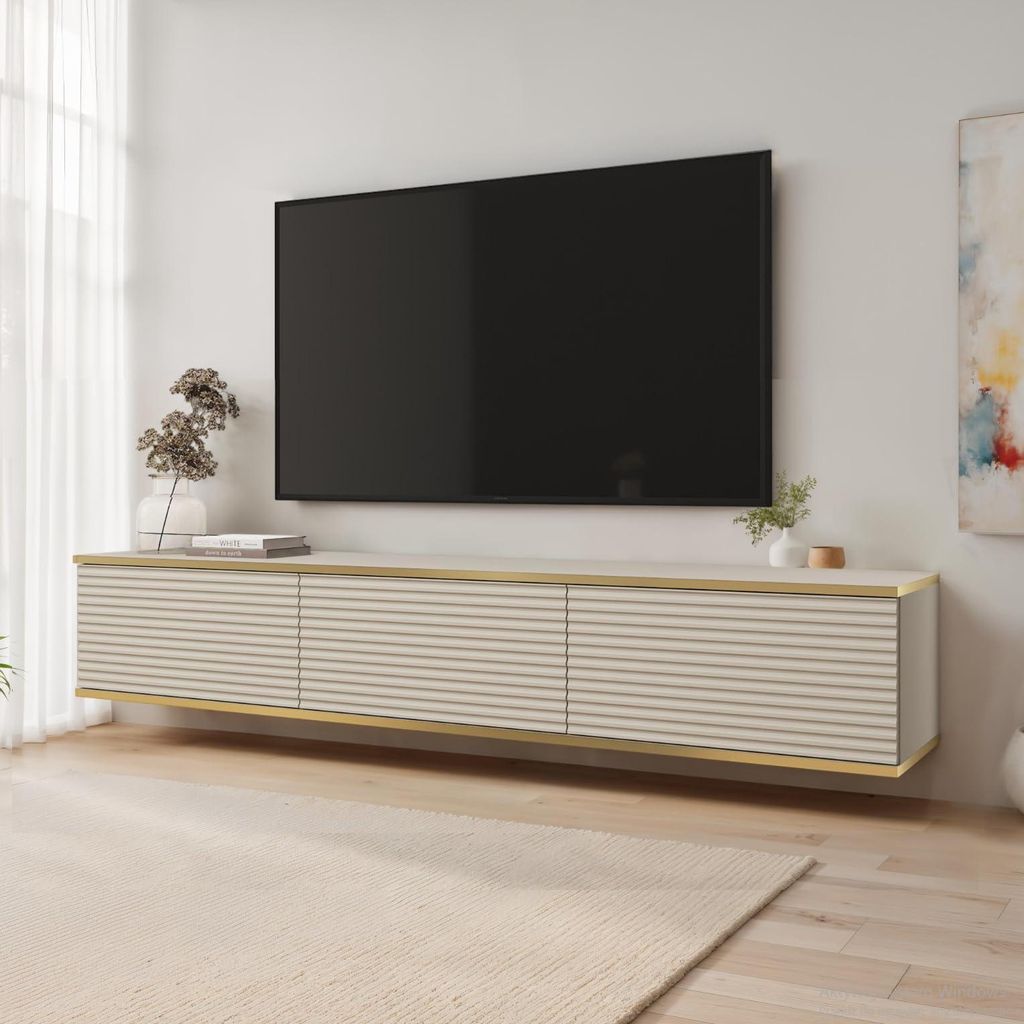 Banff TV175 MDF - TV Schrank, beige matt, Eiche artisan, Breite 175 cm, Höhe 30 cm, Tiefe 32 cm