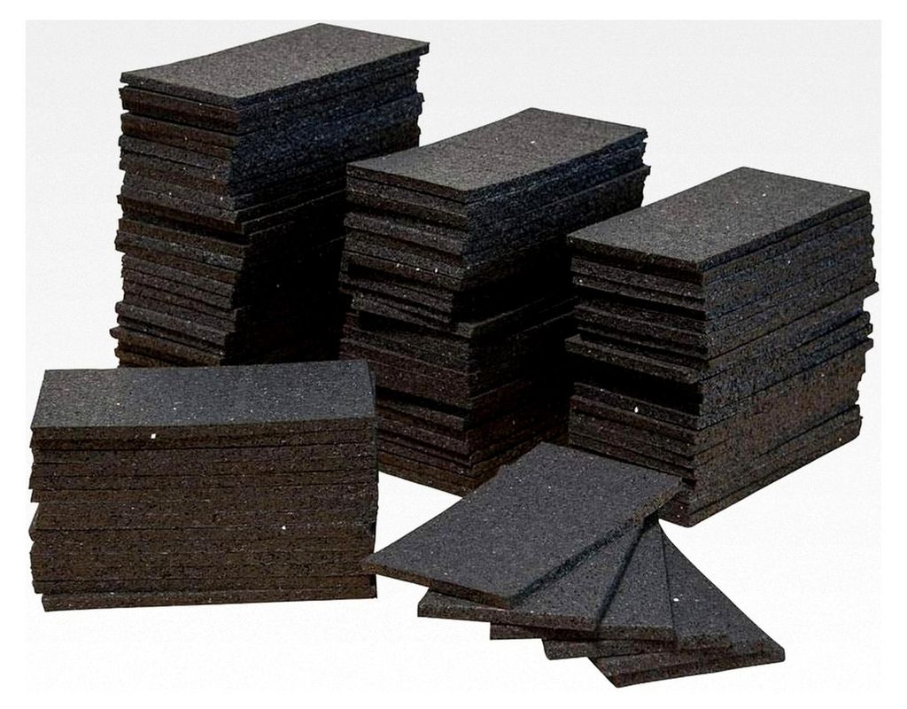 Anti-Rutsch-Pad | 100 Pads aus Polyurethangebundenem Gummigranulat, nach VDI-Richtlinien | Druckfestigkeit bis 300 Tonnen/m²; Größe: 200x100x8m...