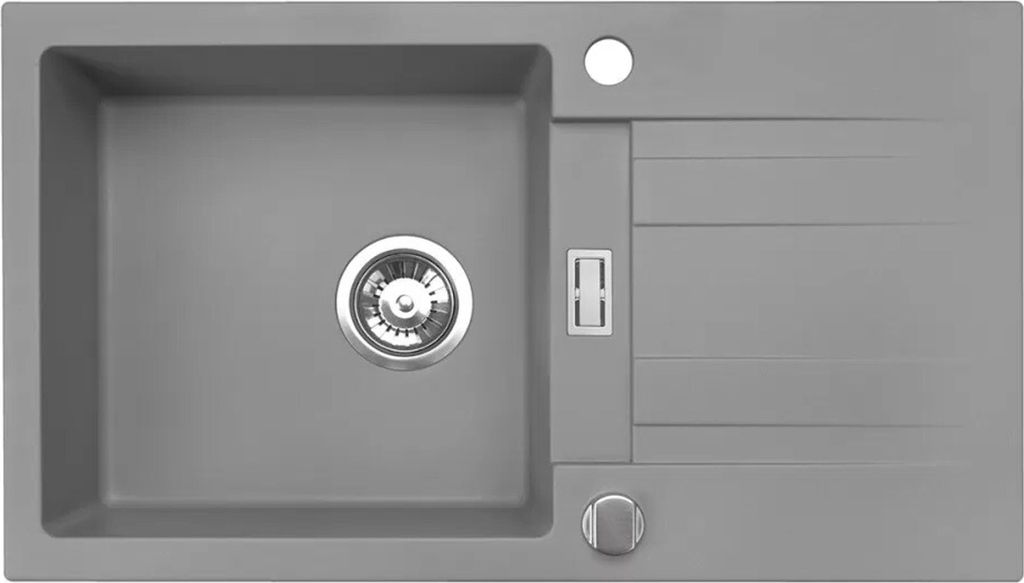 Granitspüle Küchenspüle Granit Siphon Einbauspüle Spülbecken Granit 76x44 ROM Grau