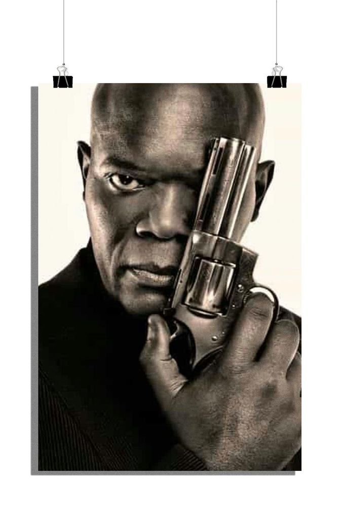 Samuel L. Jackson Poster - Film Poster - Waffe Poster - Schwarzweiß Poster - 51x71cm - Perfekt zum Einrahmen