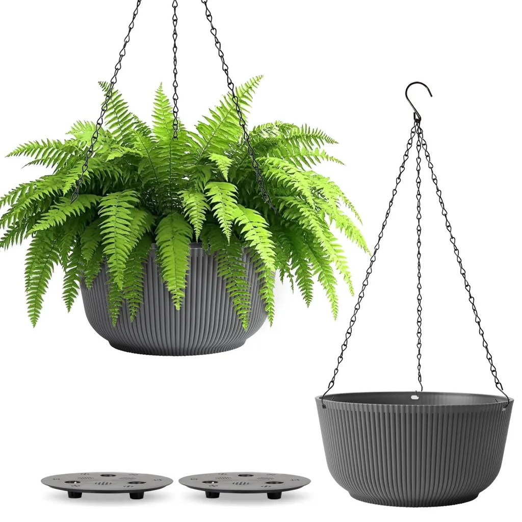 Pot de fleurs suspendu pour balcon et salon 20cm lot de 2 noir mat chic