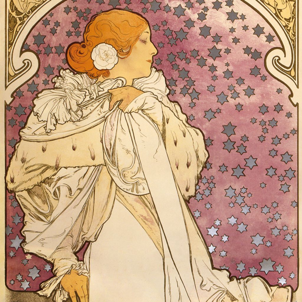 Alphonse Mucha Kunstdruck Bild - Sarah Bernhardt, Die Kamelien-Dame, 1896 (100 x 100 cm)