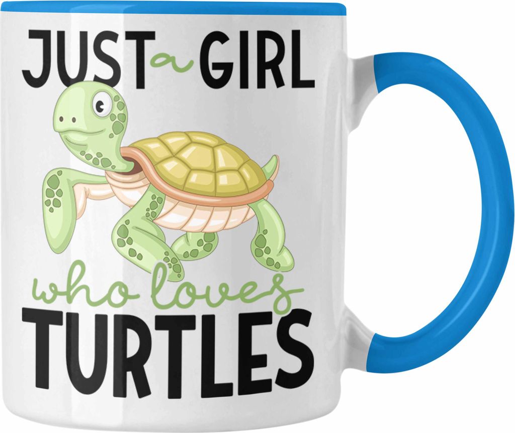 Trendation - Schildkröten Tasse Geschenk Just A Girl Who Loves Turles (Blau)
