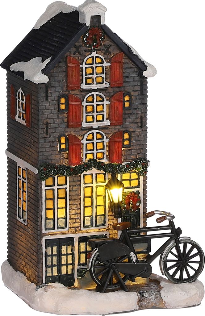 Luville Weihnachtsdorf-Miniatur Grachtenhaus - L11 x B9,5 x H18,5 cm