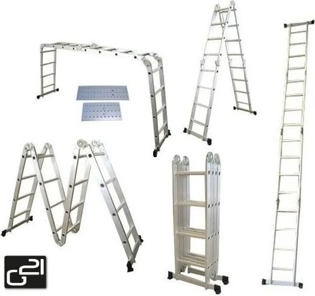Échelle en aluminium G21 4,6 M multifonctionnelle avec plancher inclus