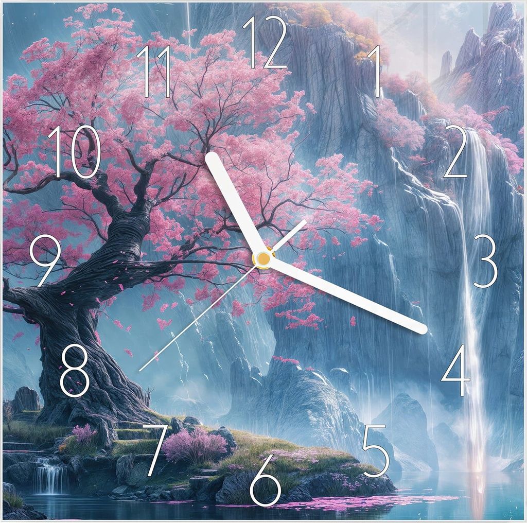 Wanduhr aus Glas mit Motiv Zauberhafte Landschaft- 30 x 30 Produktbild 