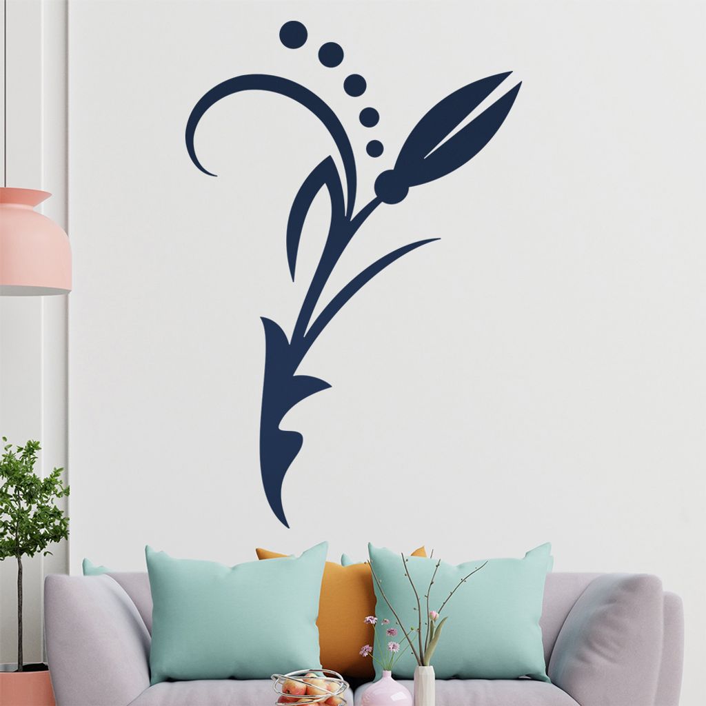 Blume - Linien Punkte Wandtattoo in 6 Größen - Wandaufkleber Wall Sticker - Dekoration, Küche, Wohnzimmer, Schlafzimmer, Badezimmer