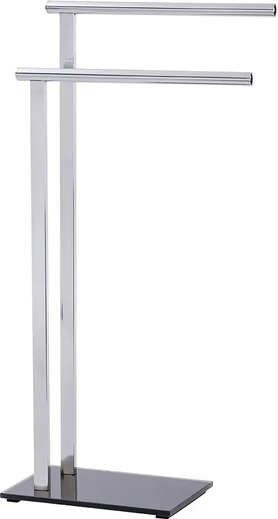 WENKO LAVA Porte-serviettes sur pied en acier inox noir mat haut de gamme