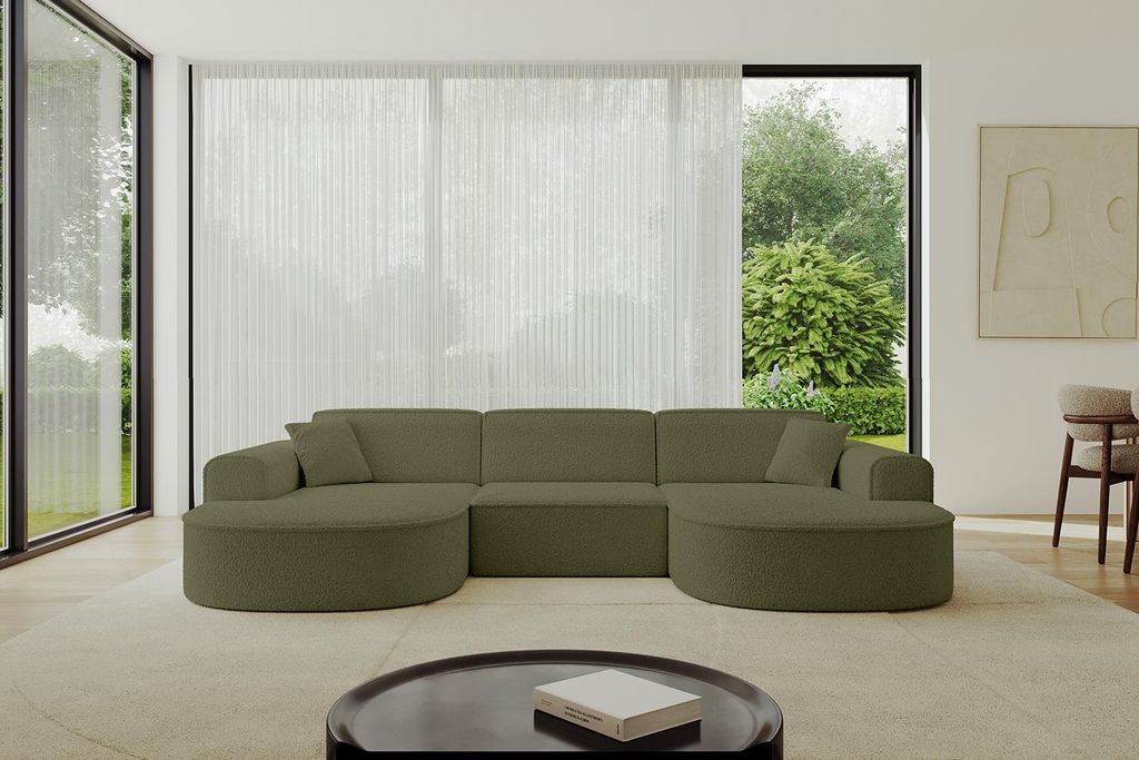 ALTDECOR Ecksofa in U-Form MARI-U1 -303x171x79,5 cm Grün - Corner Sofa Bett Eckcouch Couch L-Form Wohnlandschaft Cauchsofa