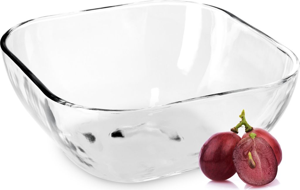 KADAX Glasschale "Carini", Salatschüssel, Quadratisch Glasschüssel, Schale, Transparent, 16 cm, 1 Stück