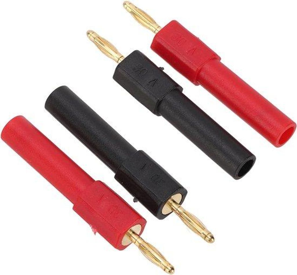 Elektrische Steckeradapter 2 Mm Männlich auf 4 Mm Weiblich - 5 Stück - Schwarz und Rot.