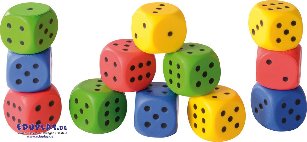 EDUPLAY 130286 Knautschwürfel 4 cm, 4 x 4 x 4 cm, 12-teilig (Farbe zufällig, 1 Set)