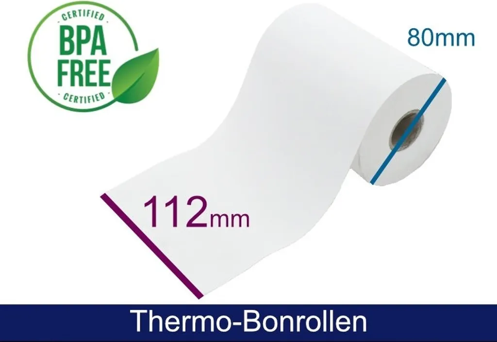 Papier Thermique 112 80 25 sans Bourrage - Bobine Blanche de 70m