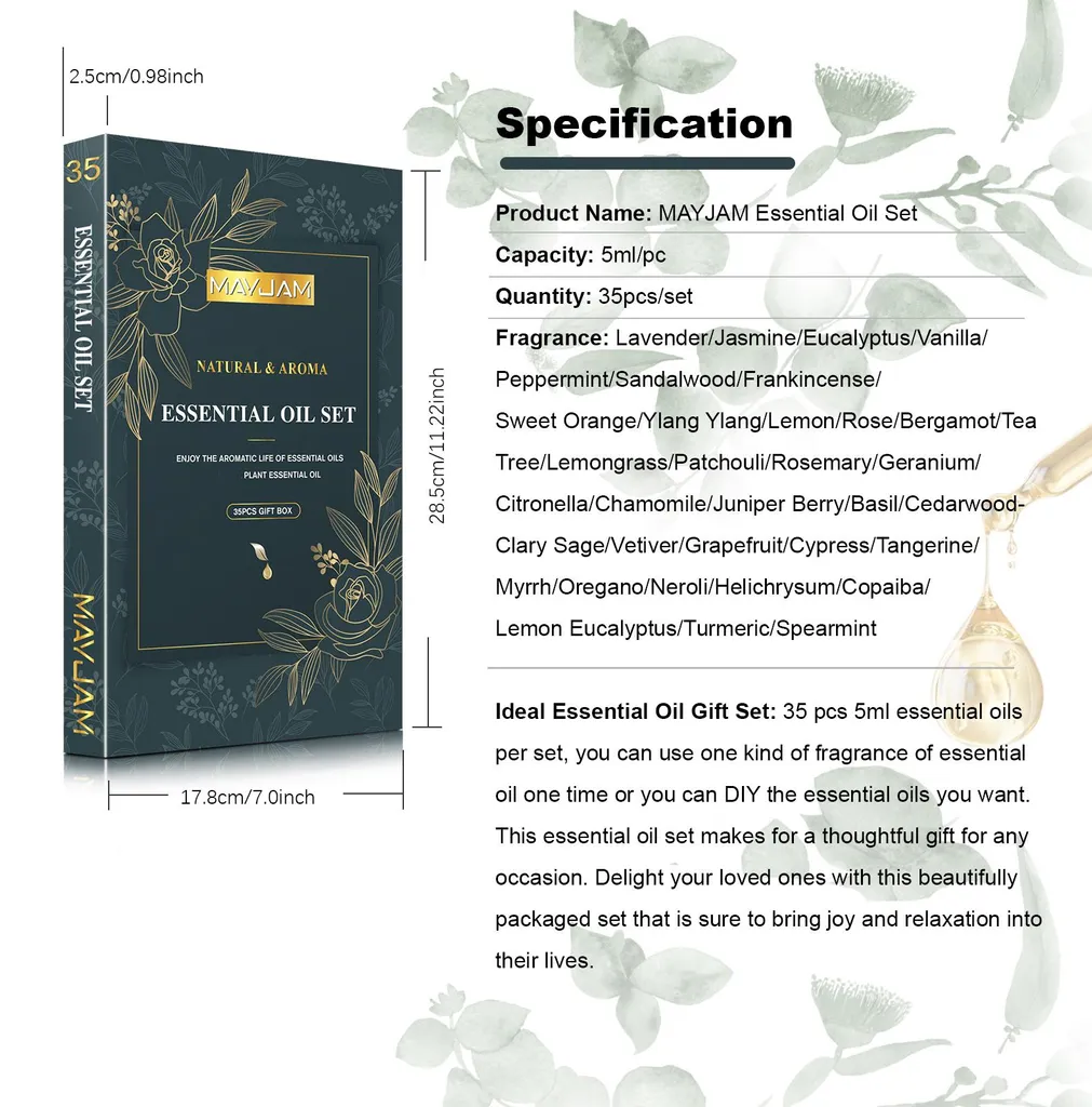 Kit huiles essentielles 35 parfums pour diffuseur et relaxation