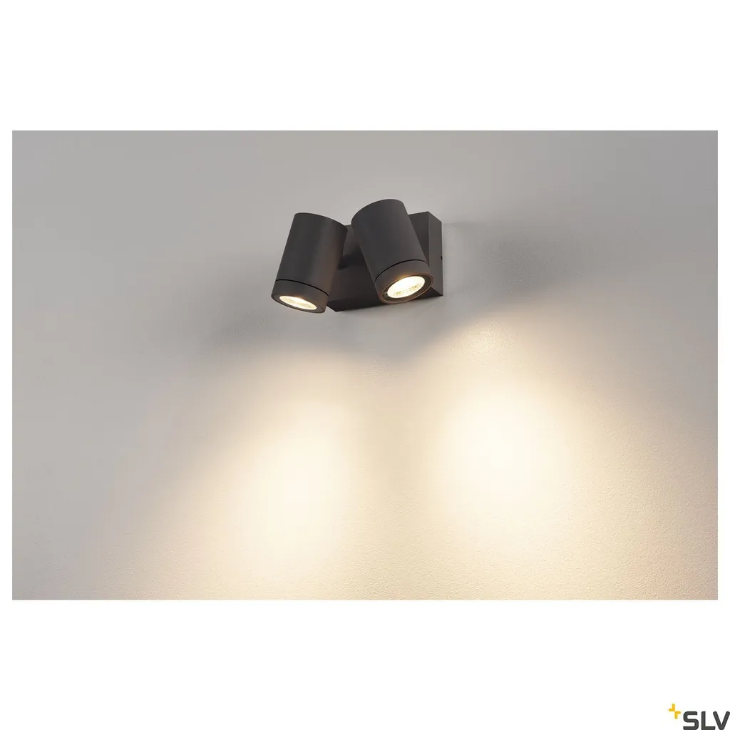 Spot mural extérieur double LED Helia Anthracite IP55 Dimmable