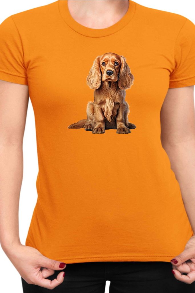 Damen T-Shirt Dogs Breeds Cocker Spaniel Dog Breed 006, Lady 2XL / Orange