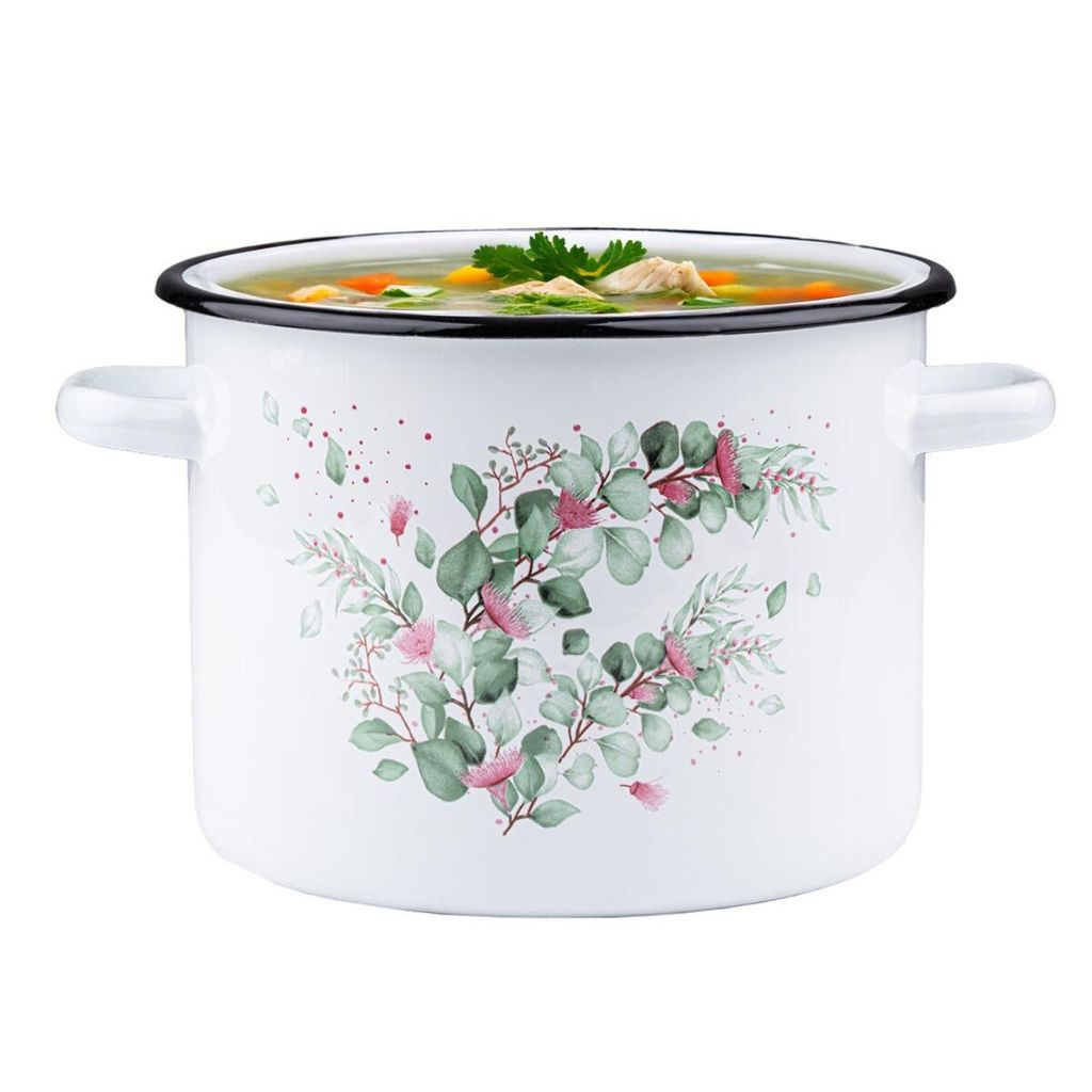Emaille Topf 5,5L Eukalyptus Kochtopf Universaltopf Produktbild 