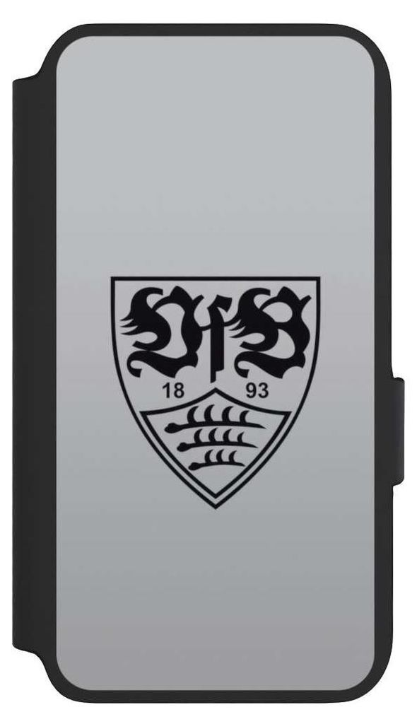 NIVOCASE Klapphülle für Samsung Galaxy S22 Handyhülle aus Kunst Leder NIVOflip schwarz Logo Offizielles Lizenzprodukt VfB Stuttgart