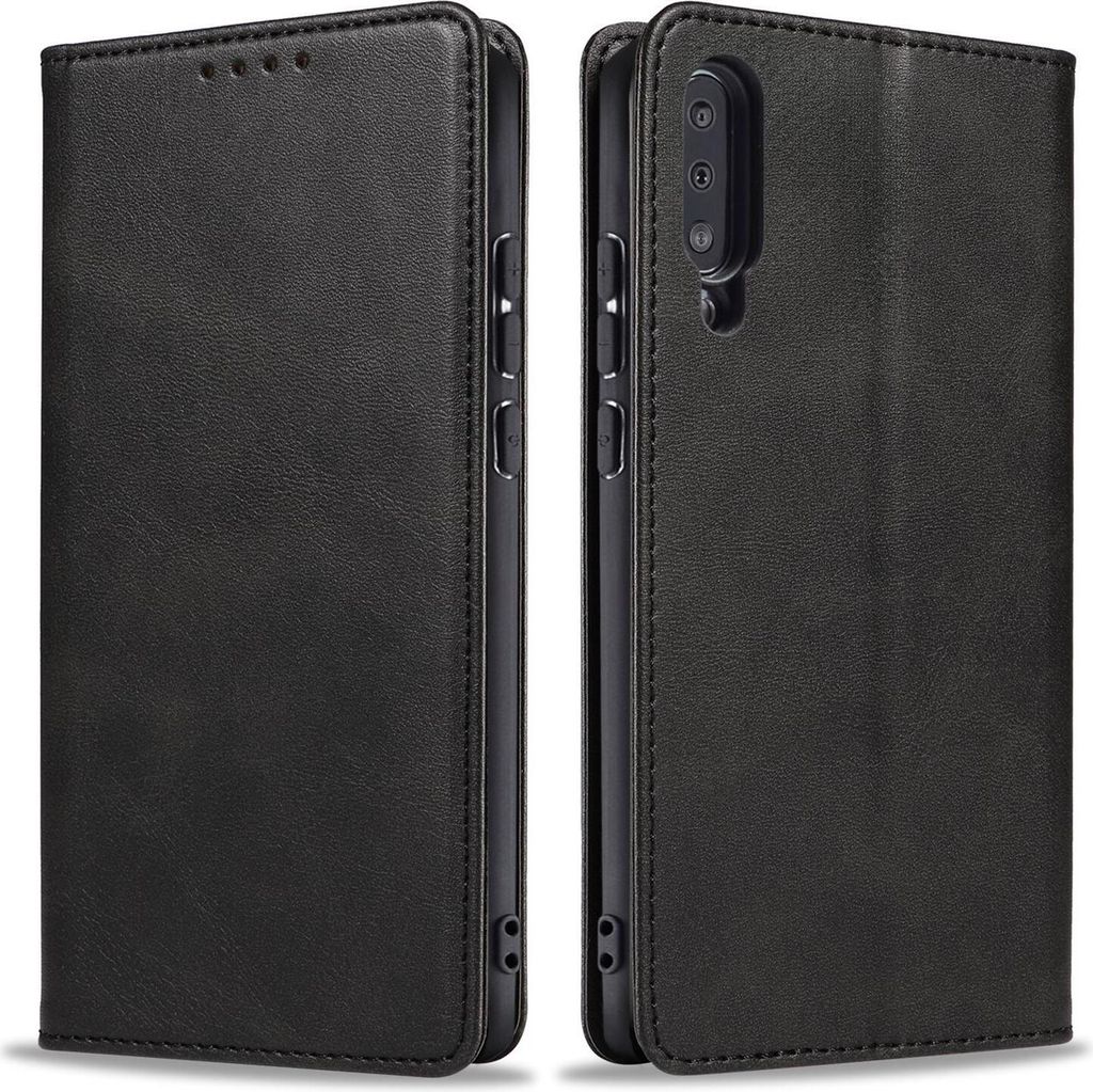 Handyhülle für Samsung Galaxy A50 Kunstleder Flip Cover Hülle Handytasche Case Kartenfach Farbe: Schwarz