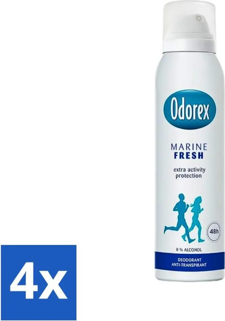Pack 4 Odorex Marine Fresh 150ml - Deodorante Spray Efficace 48h