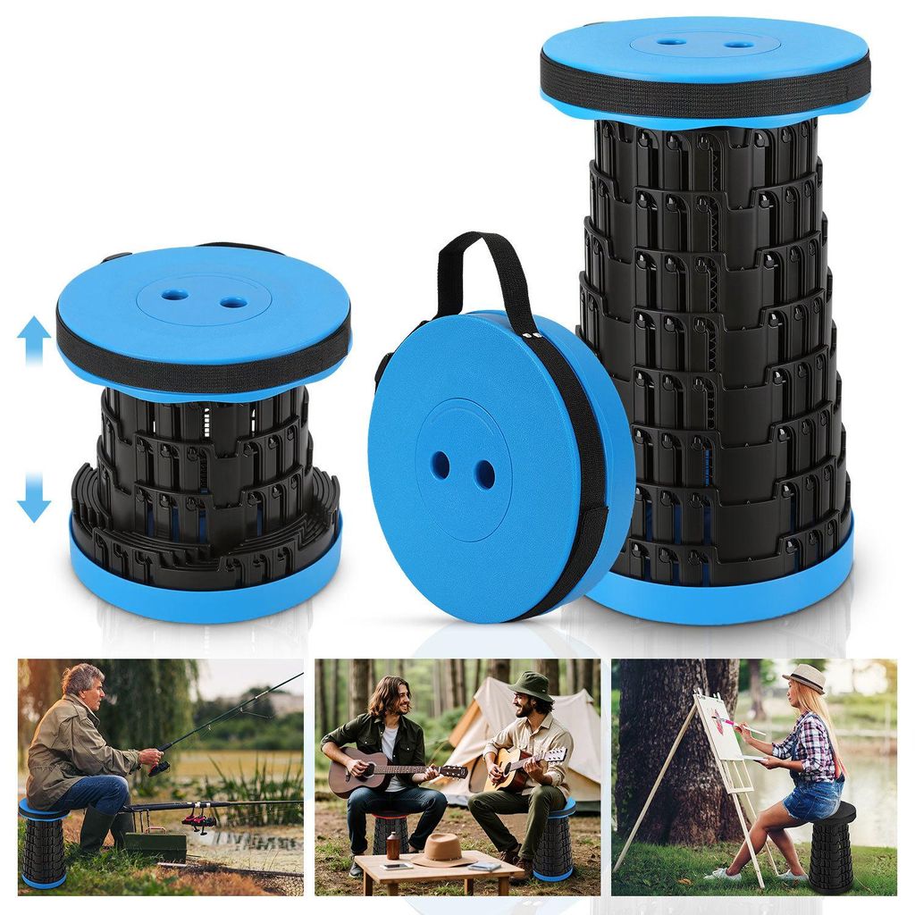 Ikodm, 2 chaises pliantes portables, bleues, tabouret Image du produit 