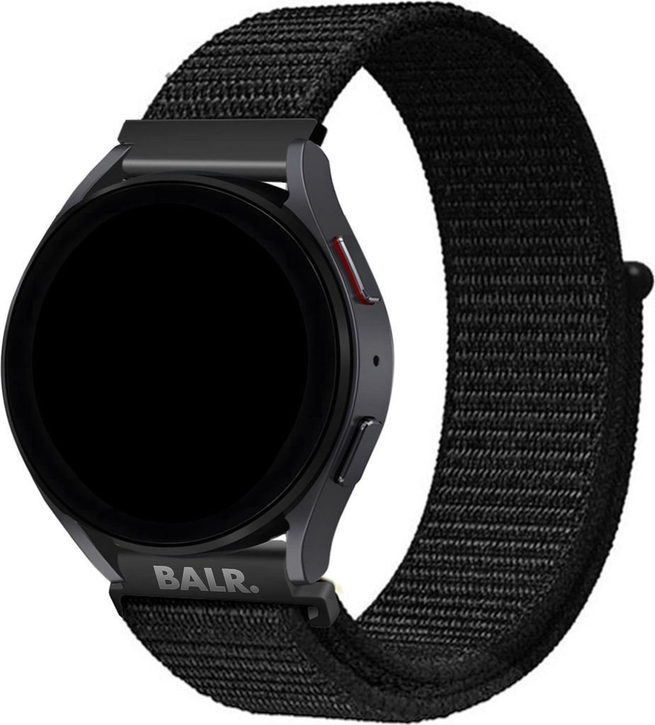 BALR 20mm Nylonband (schwarz) - Kompatibel mit Samsung Galaxy Watch 7/6/5/4, Watch Classic, Active, Huawei GT 3/Pro, Amazfit GTS/Bip, Polar Ignite/...