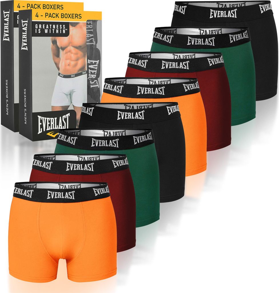 Everlast 8er Pack Herren Boxershorts aus Baumwolle, Unterhosen für Männer, L