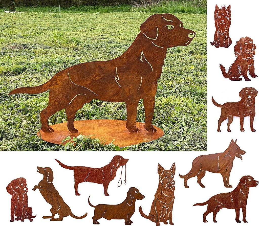 Edelrost Hund Labrador 85x61cm auf Platte Edelrost Produktbild 