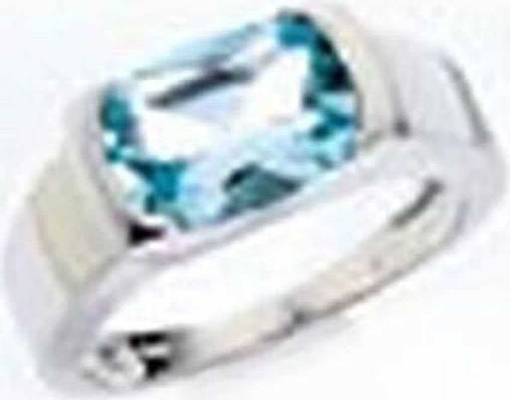 JOBO Damen Ring 585 Gold Weißgold 1 Blautopas Goldring Größe 56
