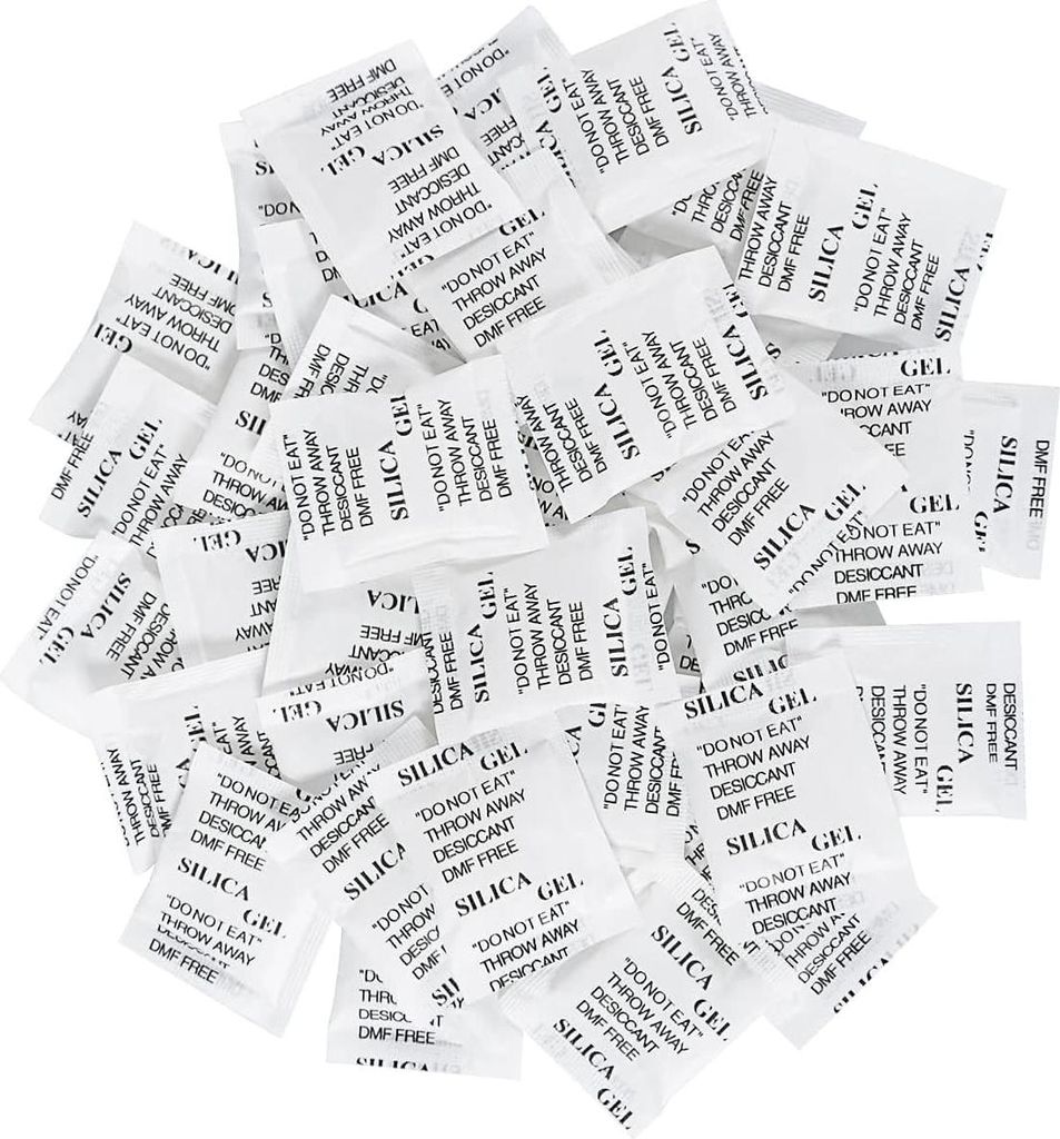 5g 50 Stück lebensmittelechtem Kieselgel, Silica Gel Silicagel Beutel Sachets Trockenmittel Feuchtigkeit Absorber Desikkant, Silicabeutel Trockenm...