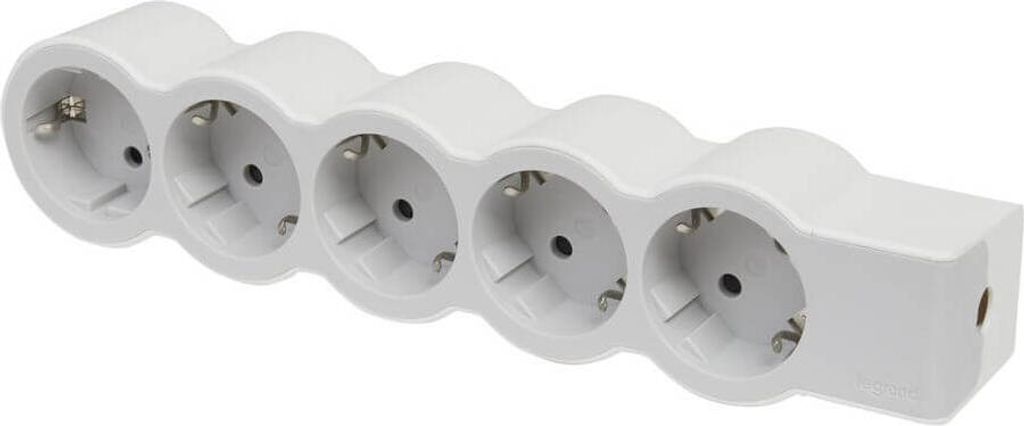 Legrand Flache Steckdosenleiste 5x Steckdose, ohne Kabel Kabel weiss-grau 694577