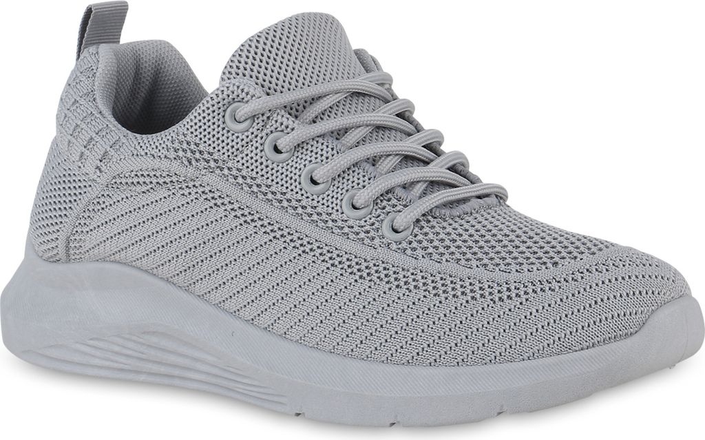 VAN HILL Damen Laufschuhe Sportschuhe Sportliche Strick Profil-Sohle Schuhe 841023, Farbe: Grau, Größe: 36