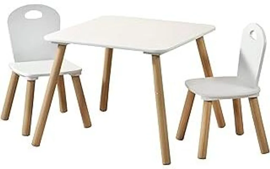 Mobili Cameretta Kesper: Set Tavolo e 2 Sedie Bianco per Bambini