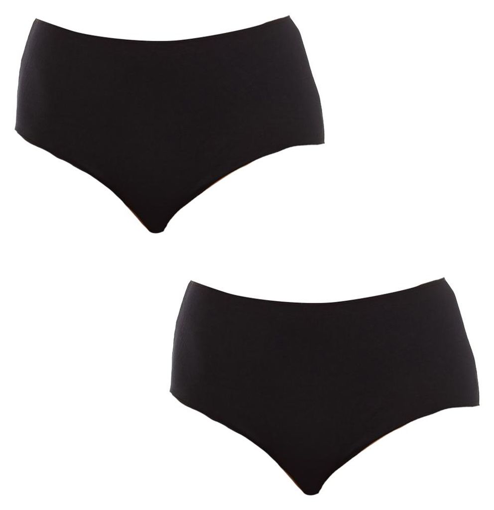 Q-EN 2er-Pack Damen-Bambus-Slips mit hohem Bund Q906