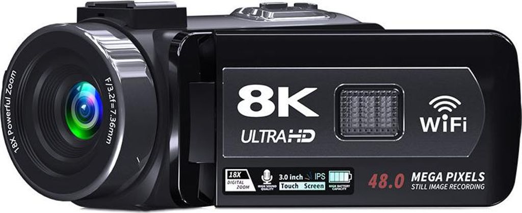 ZELURXX 8K Digitalkamera 48MP WiFi 3,0 Zoll Touchscreen mit Produktbild 