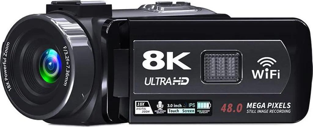Caméra numérique 48 Mpx Wi-Fi ZELURXX avec zoom 18x et écran tactile