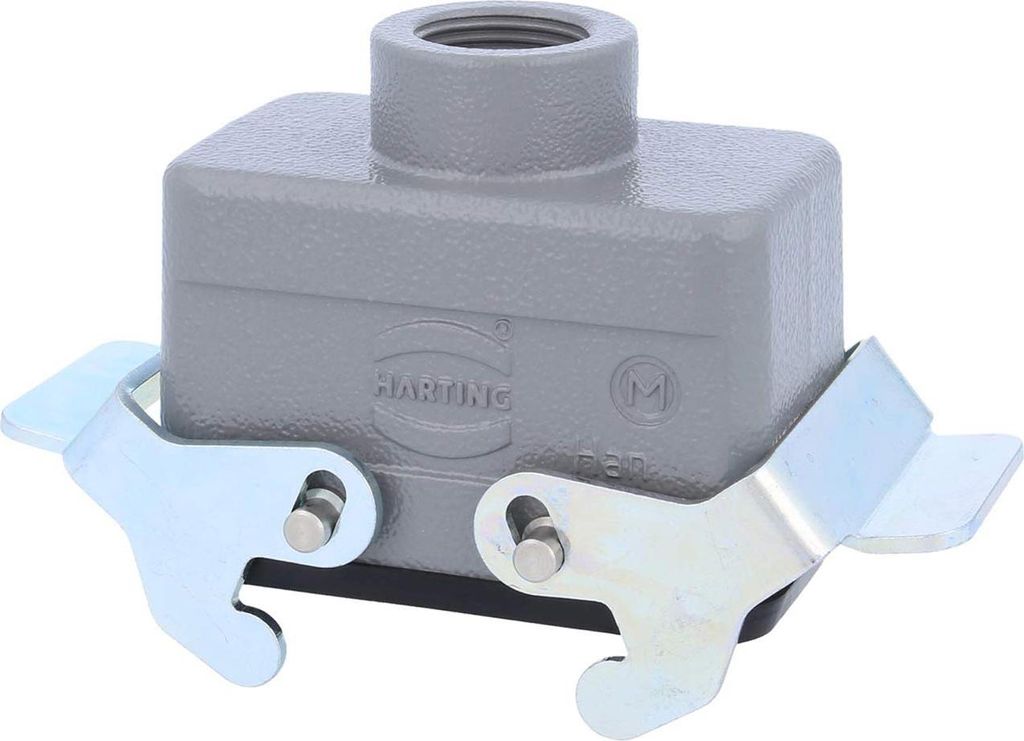 HARTING Han 10B Kupplungsgehäuse niedrig, 1xM20 gerader Kabelabgang, mit 2 Querbügeln Verschraubung M20 Klemmbereich