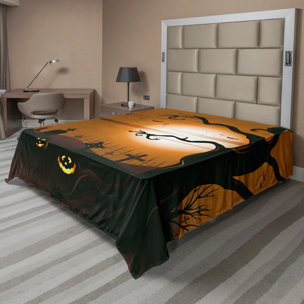 Drap de lit pour décoration Halloween, grand modèle 275x260cm marron