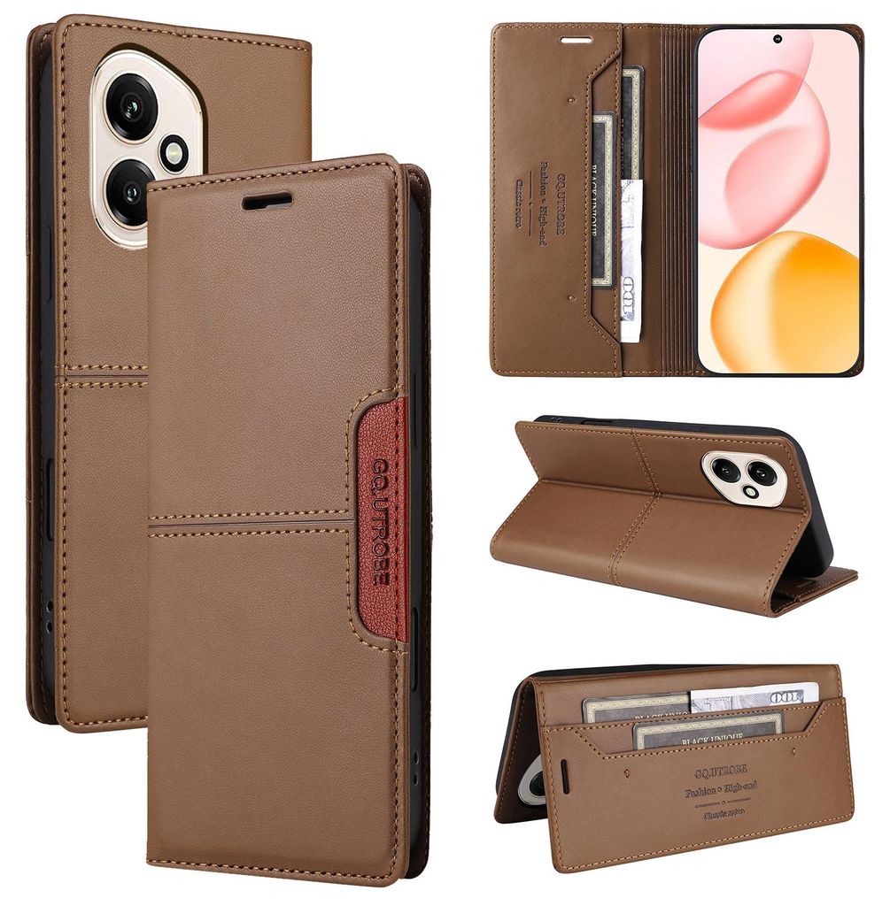 Handyhülle für Honor 400 Hülle, Leder Flip Wallet Kartenfach Stand Schutzhülle Braun