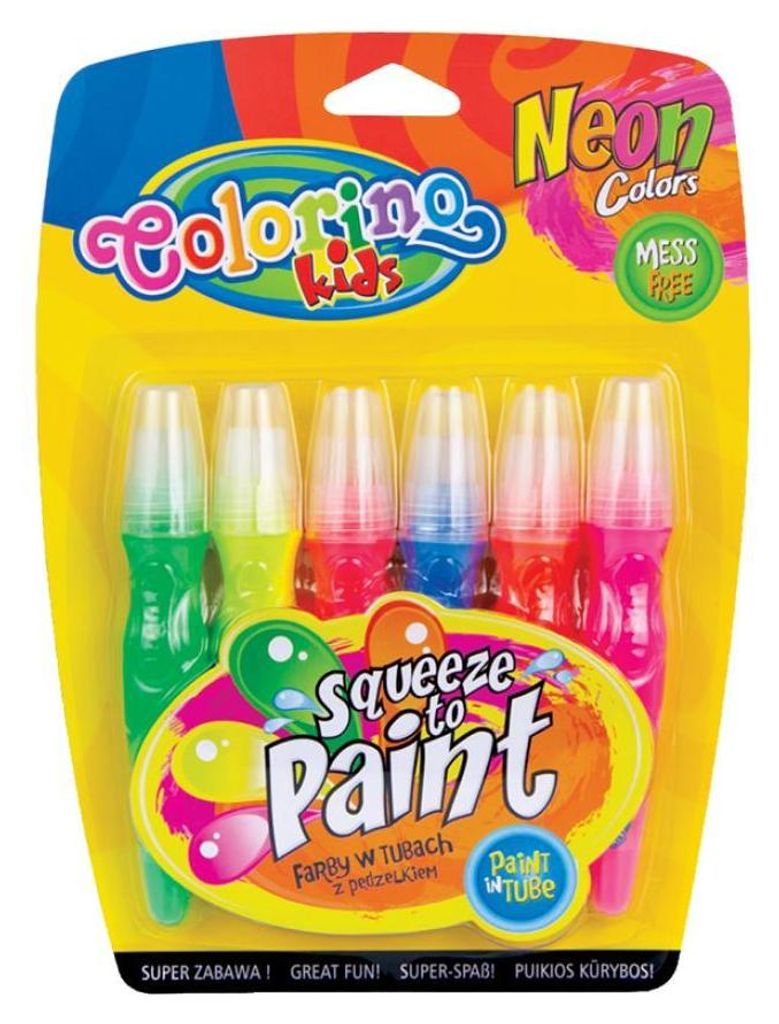 Farbe in Tuben mit Pinsel 6col neon Blister COLORINO 34166 Produktbild 