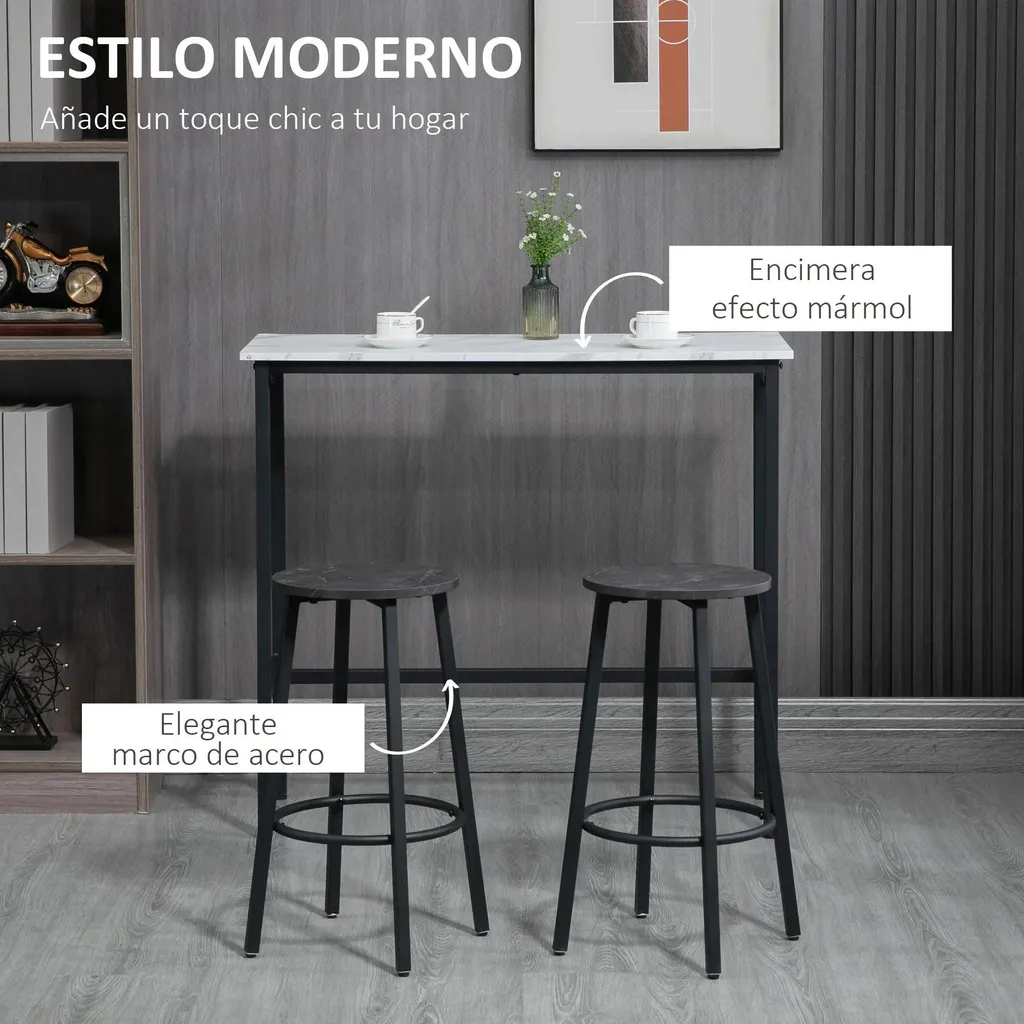 Table de bar bois blanc moderne 100 cm - Structure haute rectangulaire - 4