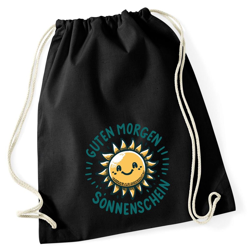 Huuraa Turnbeutel Guten Morgen Sonnenschein Sonne 12 Liter Black Baumwolle Rucksack Geschenkidee