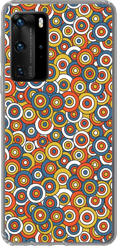 MuchoWow Handyhülle Schutzhülle Hülle für Telefoonhoesje Huawei P40 Pro Muster - Retro - Kreis Silikon Softcase Handy Hülle - Schutz